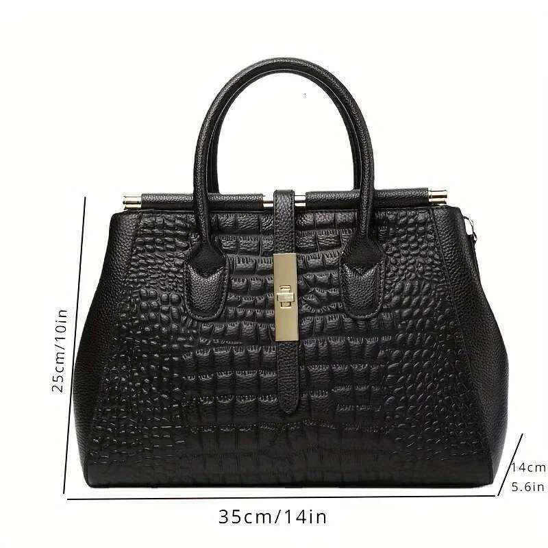 Alligator Print Handbag Stylish Zipper Two-Hand Handle Handbag - Perfect For Work And Office Use
