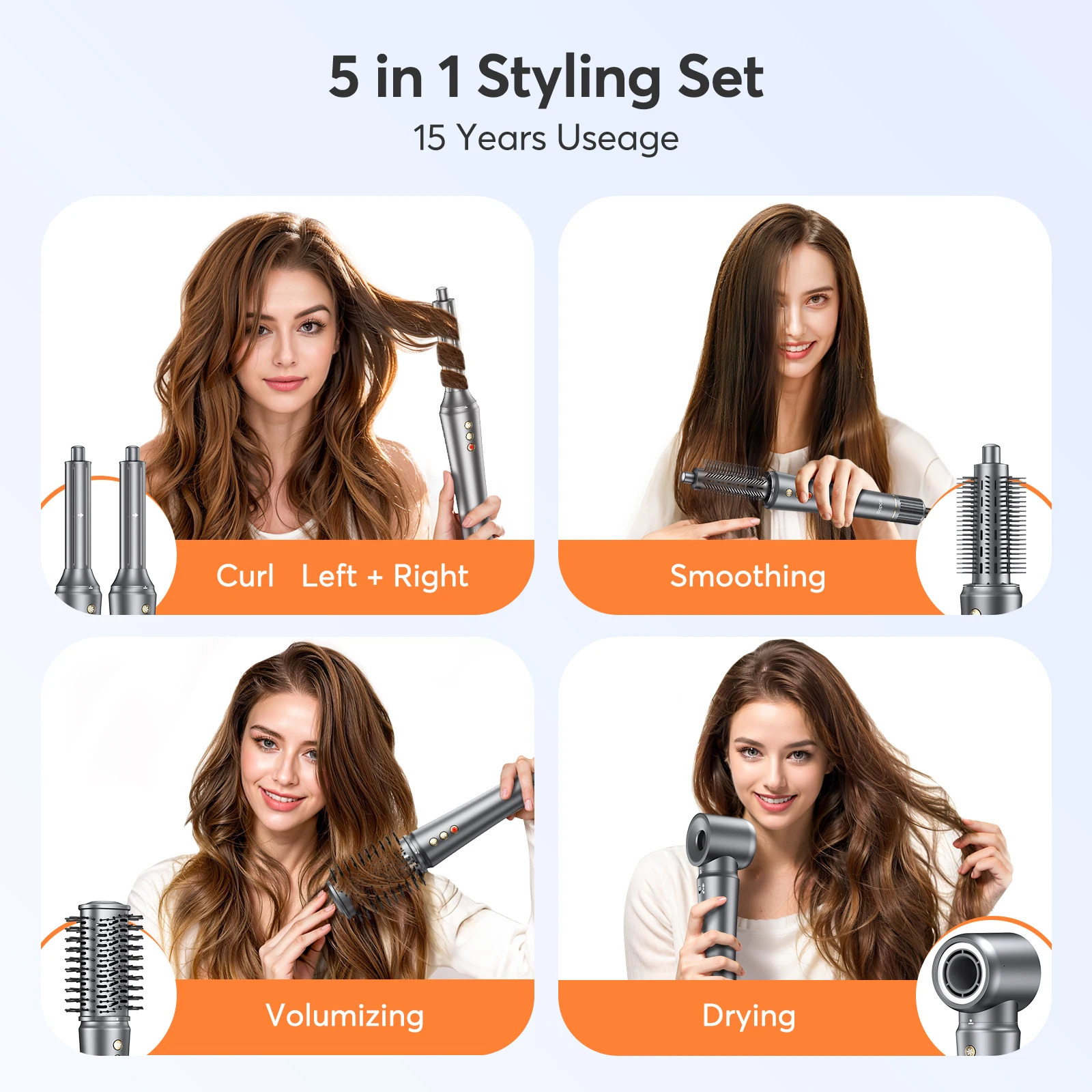 Bopcal 5 In 1 Hair Dryer Air Comb Electric Hair Curling Iron 1200W High Speed Blower Multifunctional Styling Tools Hairdryer 250513