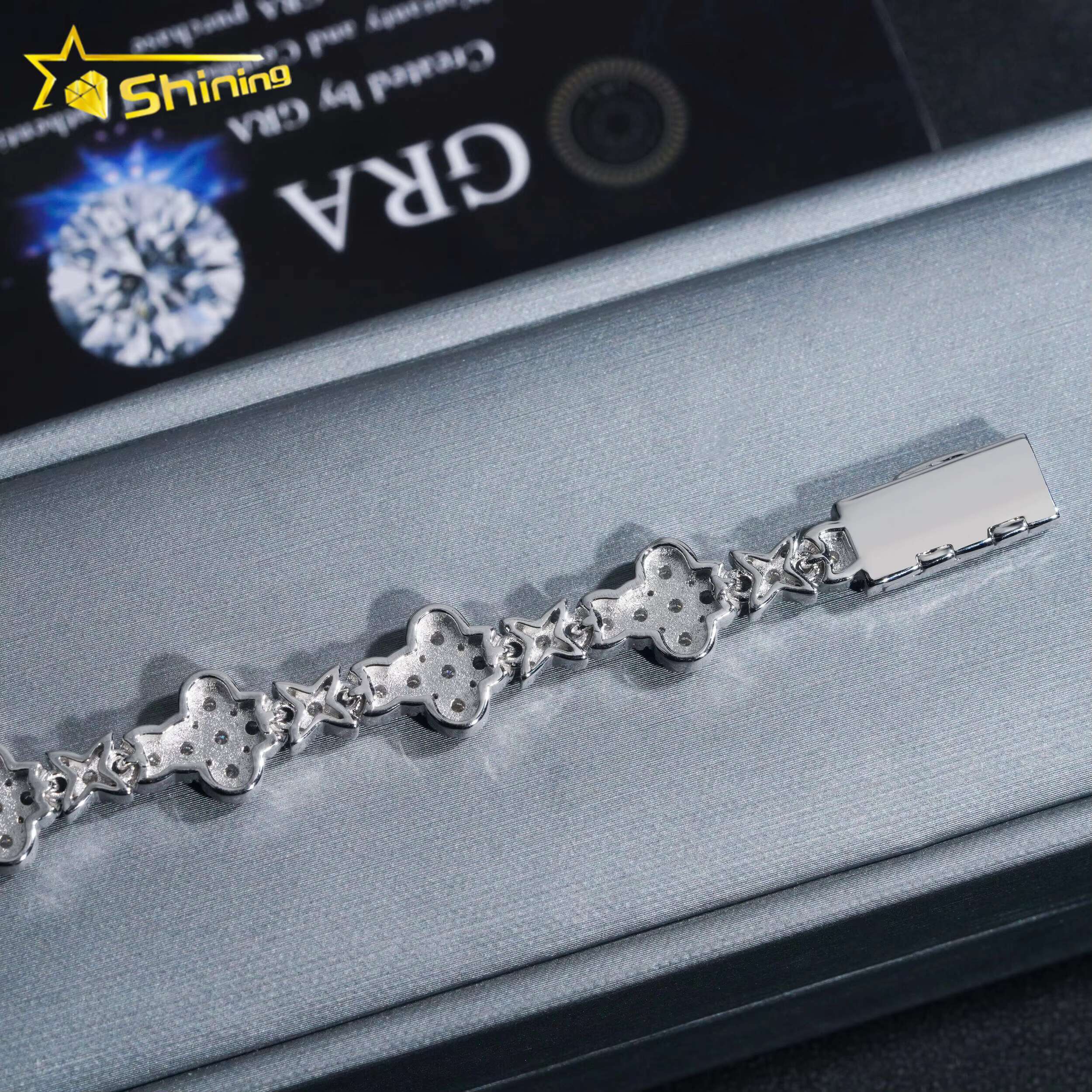 New Arrivals Cross Iced Out Bracelet 925 Sterling Silver Chain Pass Diamond Tester GRA Certified VVS Moissanite Tennis Necklace