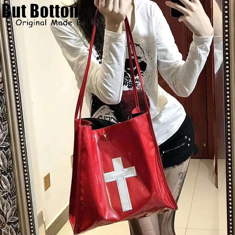 Haruku Women Y2k Girl Shoulder Bags Tote Gothic Halloween Ladies Metal Punk Underarm Bag Lager Capacity Handbag Female