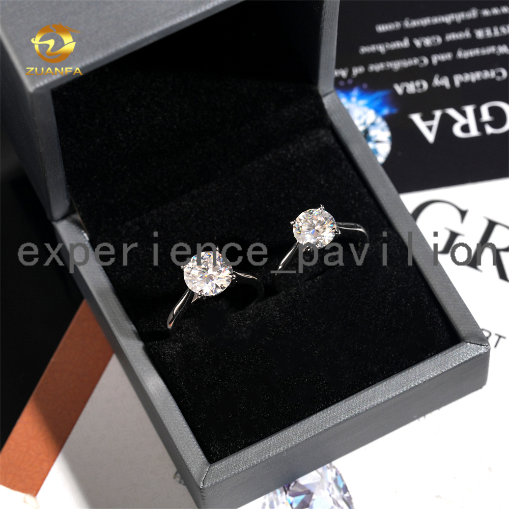 0.5ct 1ct 2ct 3ct Moissanite Diamond Engagement Rings 925 Silver 4 Prong Wedding Ring Pass diamond tester Solitaire women ring