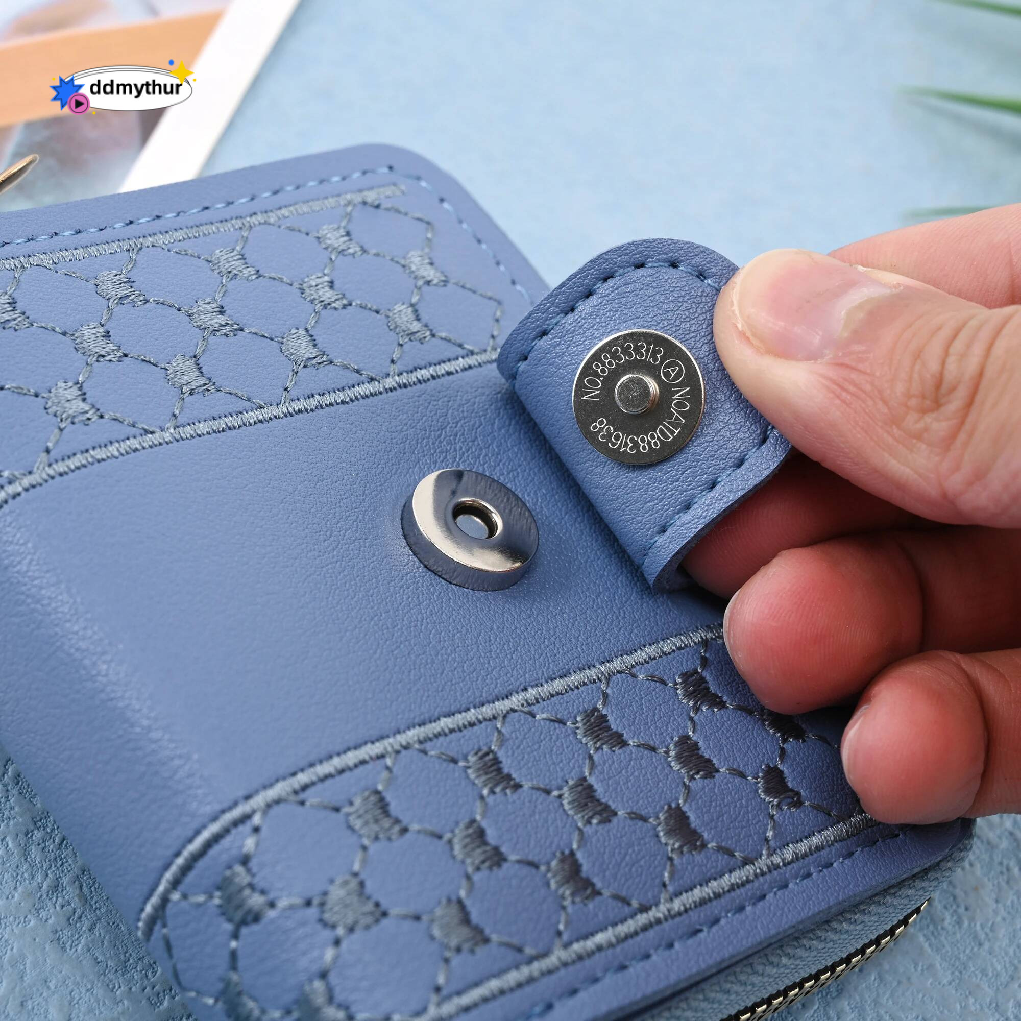 Embroidered Love Heart Fashion Ladies Multifunction Card Holders ID Holder Zipper Snap Short Wallet ddmythur