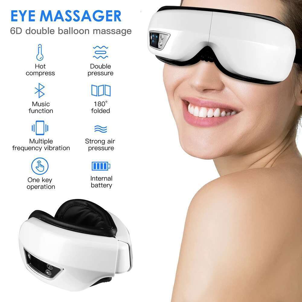 Massager 6D Smart Airbag Vibration Care Music Eye Mask Hot Compress Wireless Massage Anti-Winkle