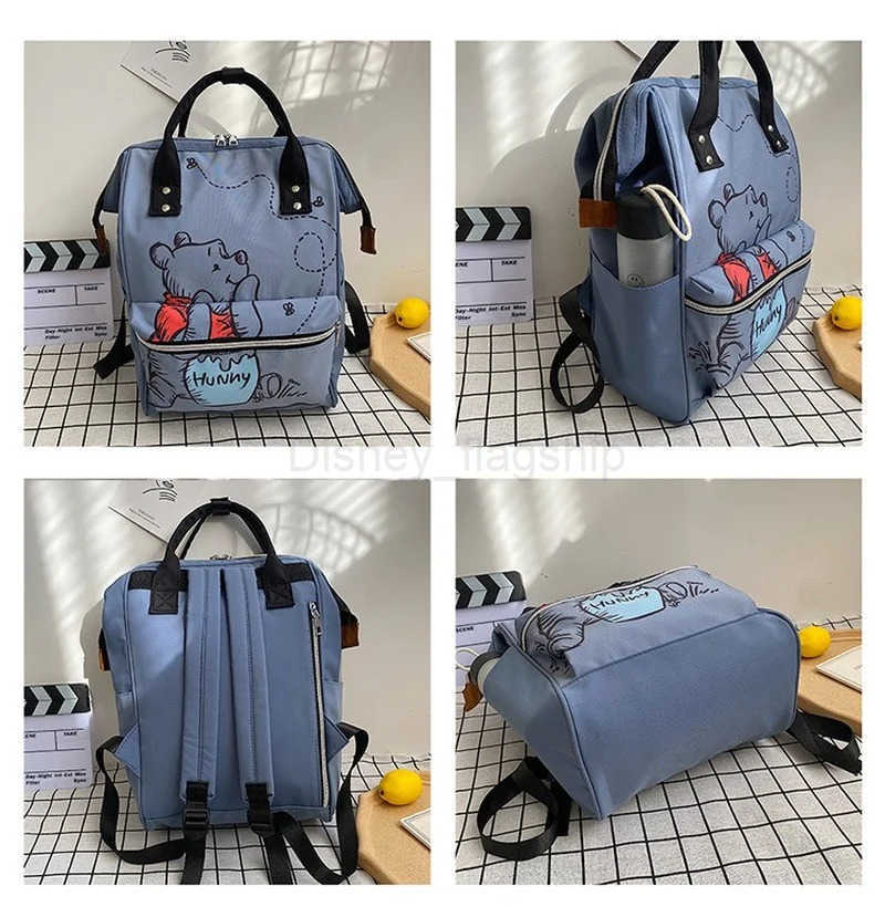 Disney 2025 New Winnie The Pooh Diaper Bag Backpack Cartoon Cute Mother and Baby Bag Large Capacity Lightweight Travel Mommy BagXJ250515