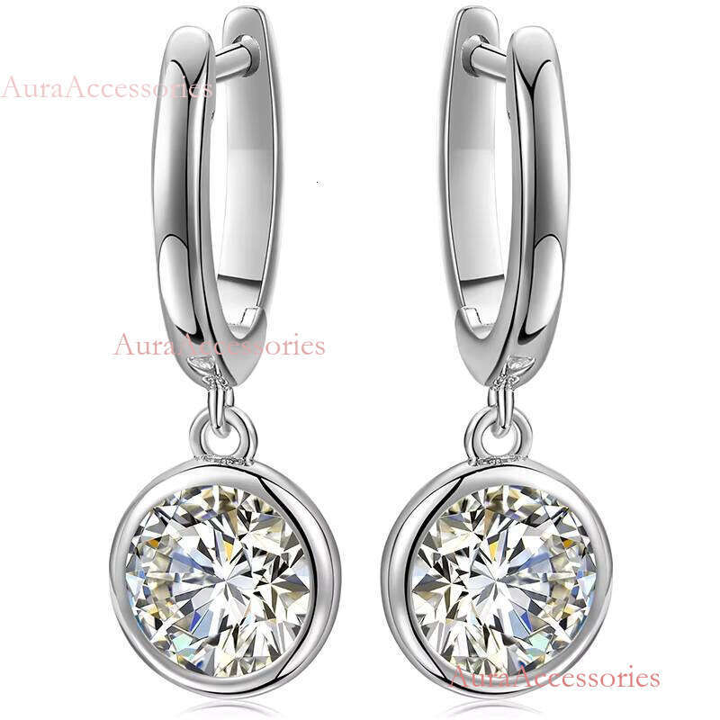 Simple Design 2ct VVS1 D Color Dangle Sterling Sier Drop Earrings for Women Platinum Plated Jewelry
