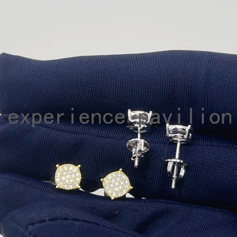 Custom Hiphop Jewelry Pass Diamond Tester 925 Sterling Silver VVS Classic Gold Plated Stud Moissanite Stud Earring
