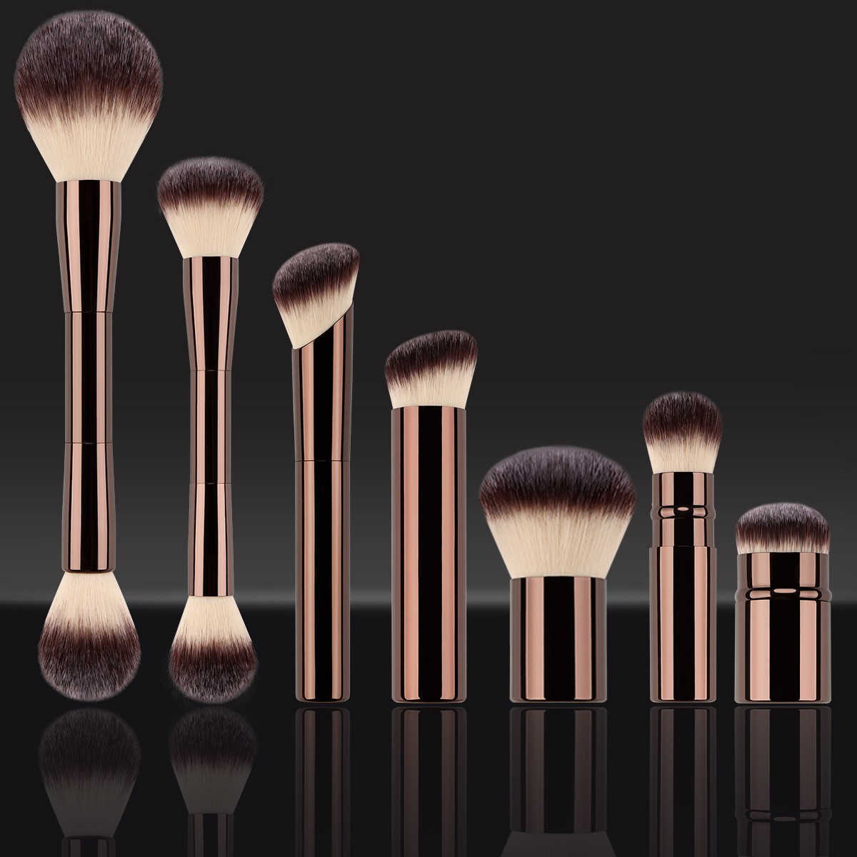 A complete set of single-piece makeup brushes, loose powder brushes, blush brushes, foundation brushes, concealer brushes, lip brushes, and nail and b