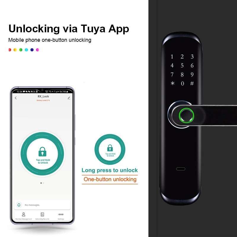 Graffiti WIFI indoor door password fingerprint lock IC card key lock complete specifications.