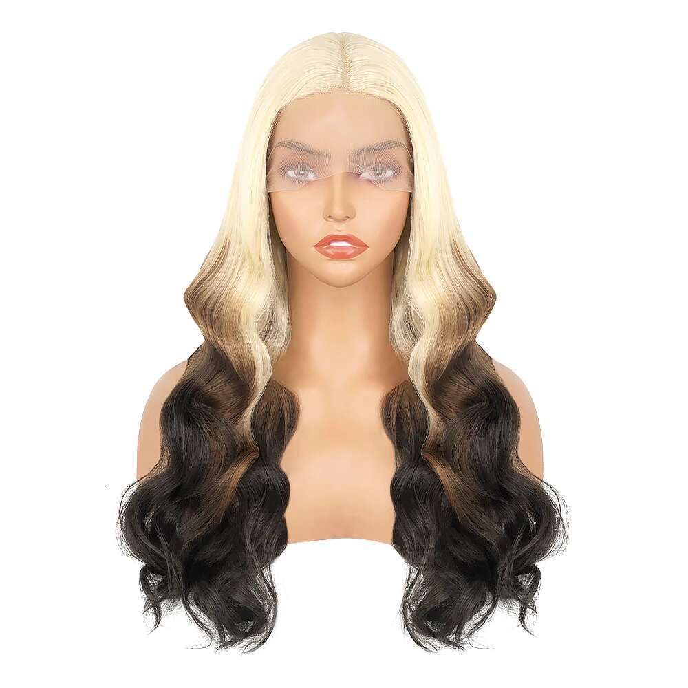 Ombre Blonde Highlight For Women Synthetic Lace Front Wigs 13X4 Body Wave Pre Plucked Hairline With Baby Hair Wig