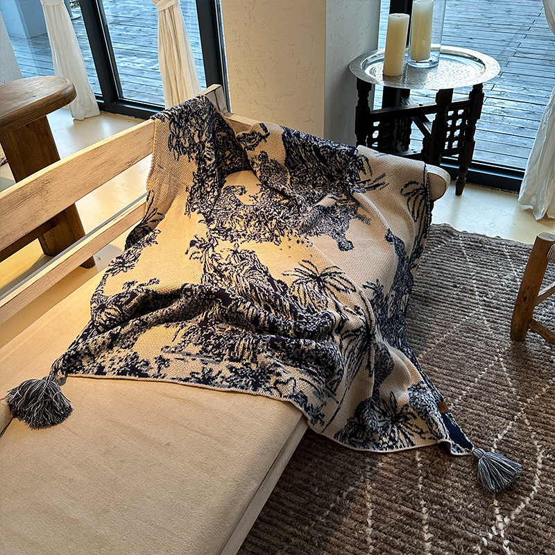 Summer new French warm knit blanket air conditioning nap blanket sofa leisure blanket, a blanket multi-purpose