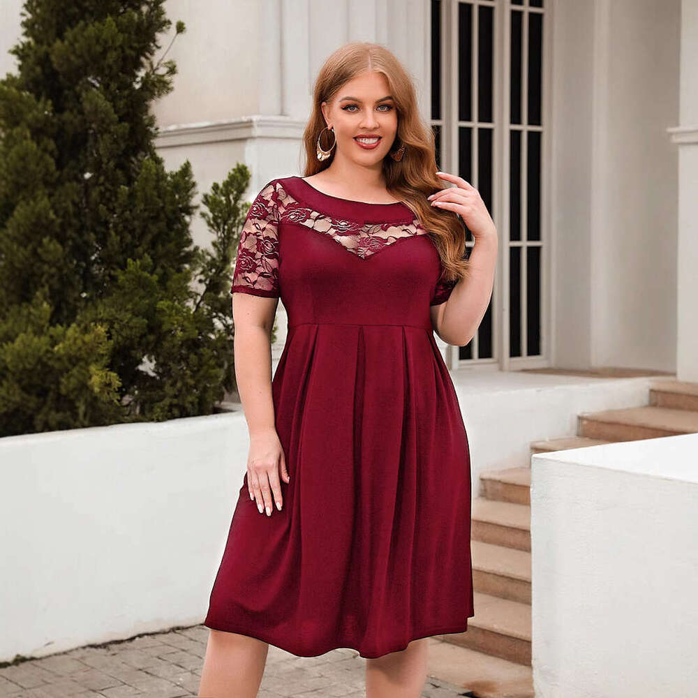 Plus Size Tender Beach Dress Womens Dress Birthday Dress Luxury Dress New Hollowed Out Lace Casual Loose Fitting Vacation Commuting Dress Oversized Wo