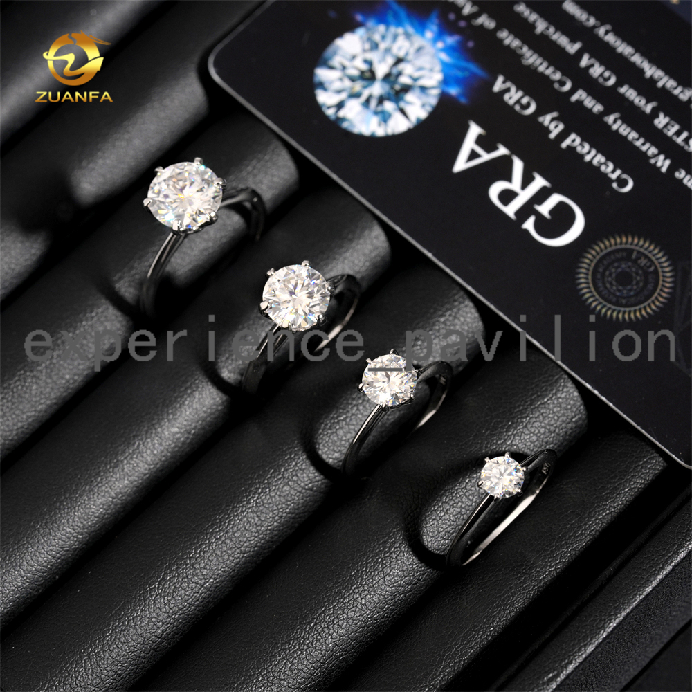0.5ct 1ct 2ct 3ct Moissanite Engagement Rings 925 Silver 6 Prong Set Women Wedding Ring Pass diamond tester Solitaire ring