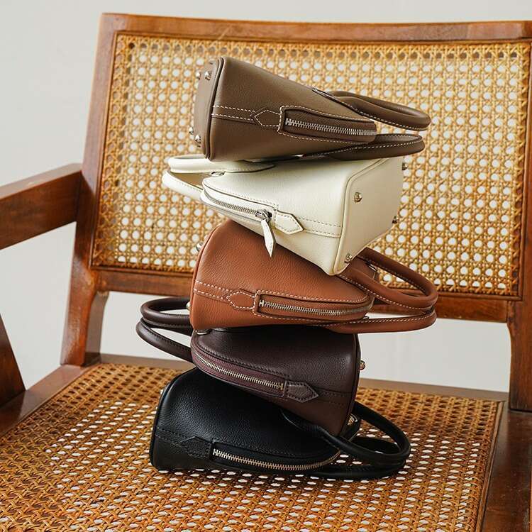 Tote Bag Bowling Shell Bag Minibolide Top Layer Cowhide Leather Leather Crossbody Handbag Women S Handbag KQ