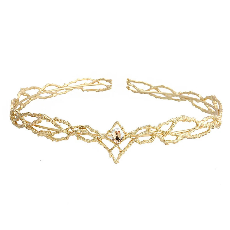 Movie King Round Elves Crown Adjustable Tiara Women Waterdrop Zircon Headband Bridal Crown Wedding Headwear Gifts Hair Accesso 250509