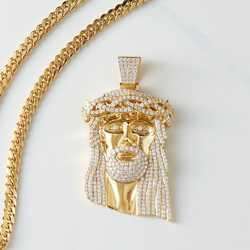 2025 Mens Sier 10k Solid Gold Iced Out Moissanite Hip Hop Jewelry Jesus Piece Charm Pendant for Necklace
