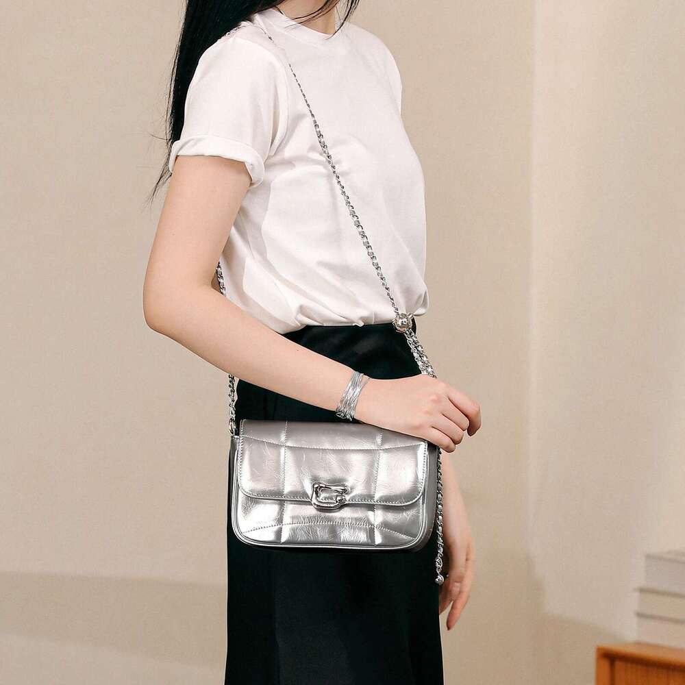 ITAMOOD Sier Chain for Women Christmas Gift Fashion Original Designer Brand Cowhide One Shoulder Crossbody Bag