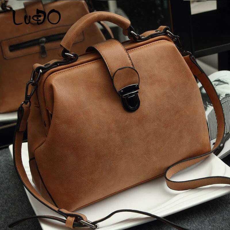 Fashion New Retro Women Doctor Bag 2024 Mobile Messenger Shoulder Clutch Large Capacity Ladies Scrub Leather Handbag