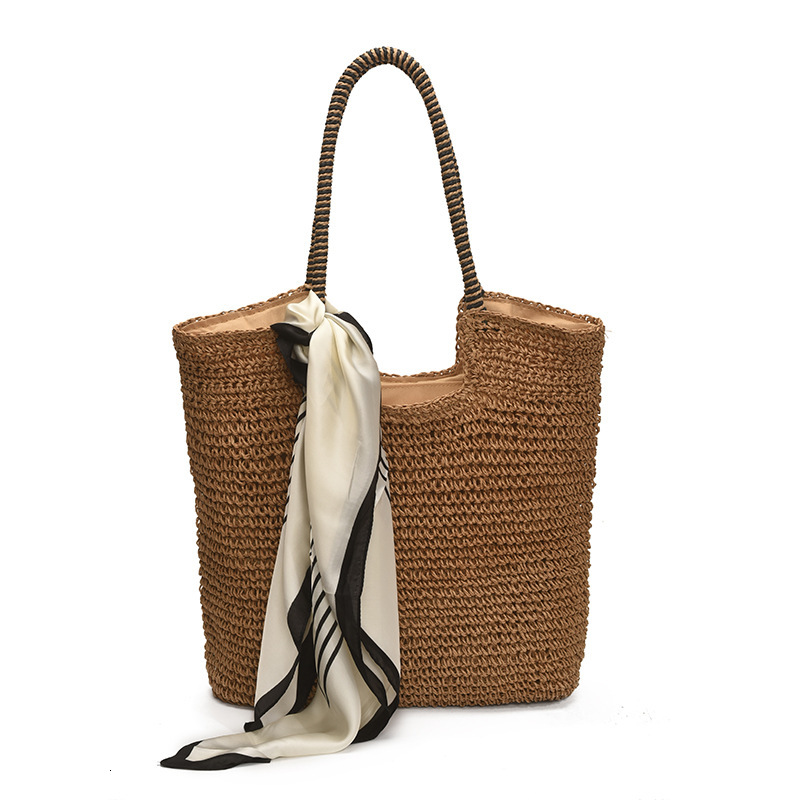 Casual Handheld Tote for Women 2025 New Large Capacity Handmade Grass Woven Beach Resort Shoulder Bag
