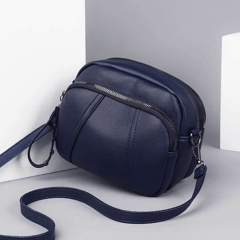 Direct supply fashionable mobile phone rivet zipper small square simple soft leather shoulder crossbody bag, women's 2025 new casual versatile fa