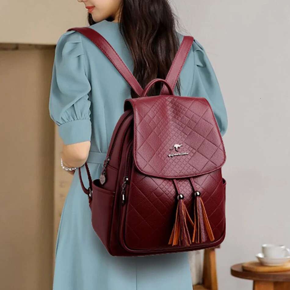 Kangaroo Brand Fashion Backpacks For Teenage Girls Women High Quality Leather School Bag Large Capacity Travel Backpack