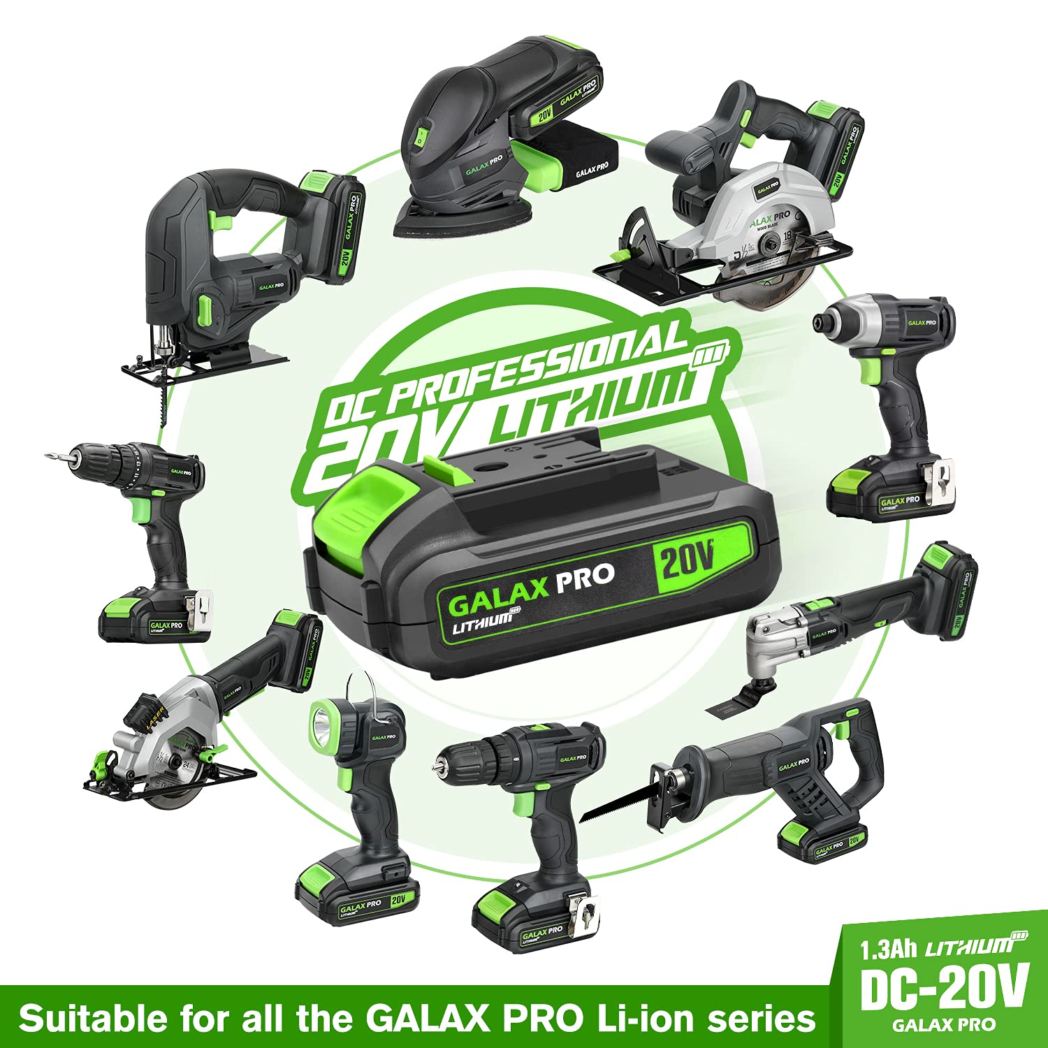 GALAX PRO 20V System Battery Reciprocating Saws with Battery and Charger Stroke Length 22 mm Battery Saw for Cutting Wood Plastic