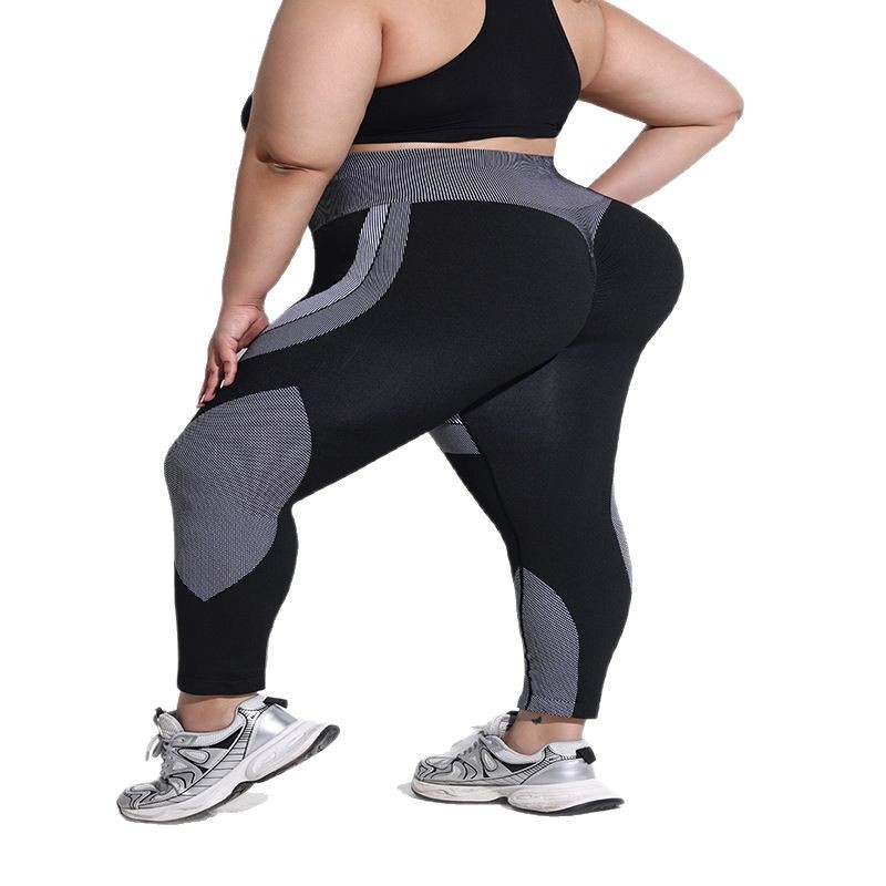 2025 large size breathable high waist contrasting yoga pants tight hip lift seamless sports leggings