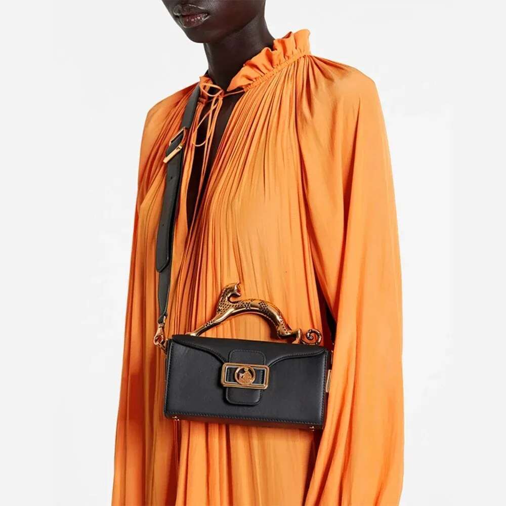 Famous Brand Replica Bags For Women High Quality Metal Handle Designer Shoulder Bag Elegant Fashion Rectangular Handbag