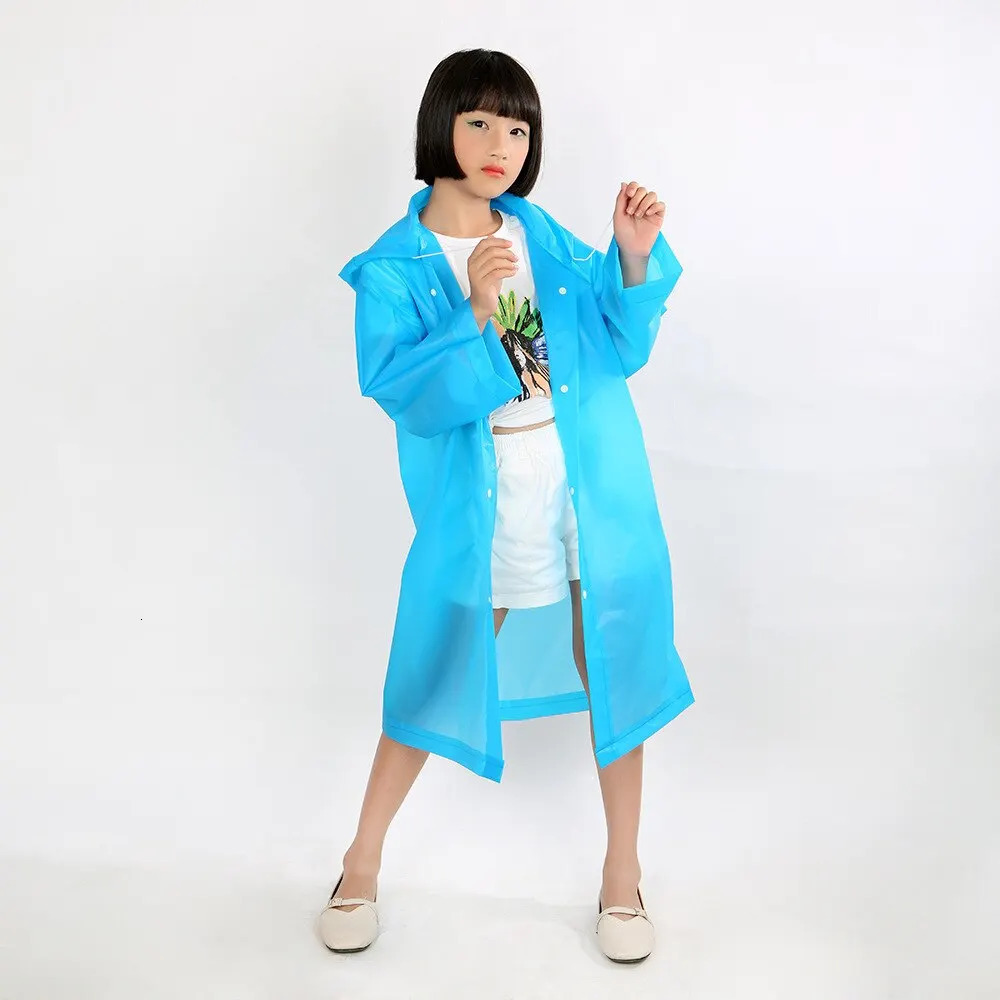EVA Children Raincoats Raincoat Thickened Waterproof EVA Rain Coat Kids Clear Transparent Tour Waterproof Rainwear Suit 250515