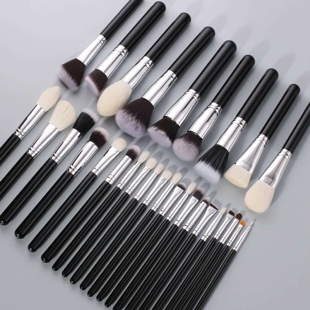 BEILI 15/25/30pcs Makeup set No Professional Natural goat hair Foundation Eyeshadow Eyebrow make up brushes