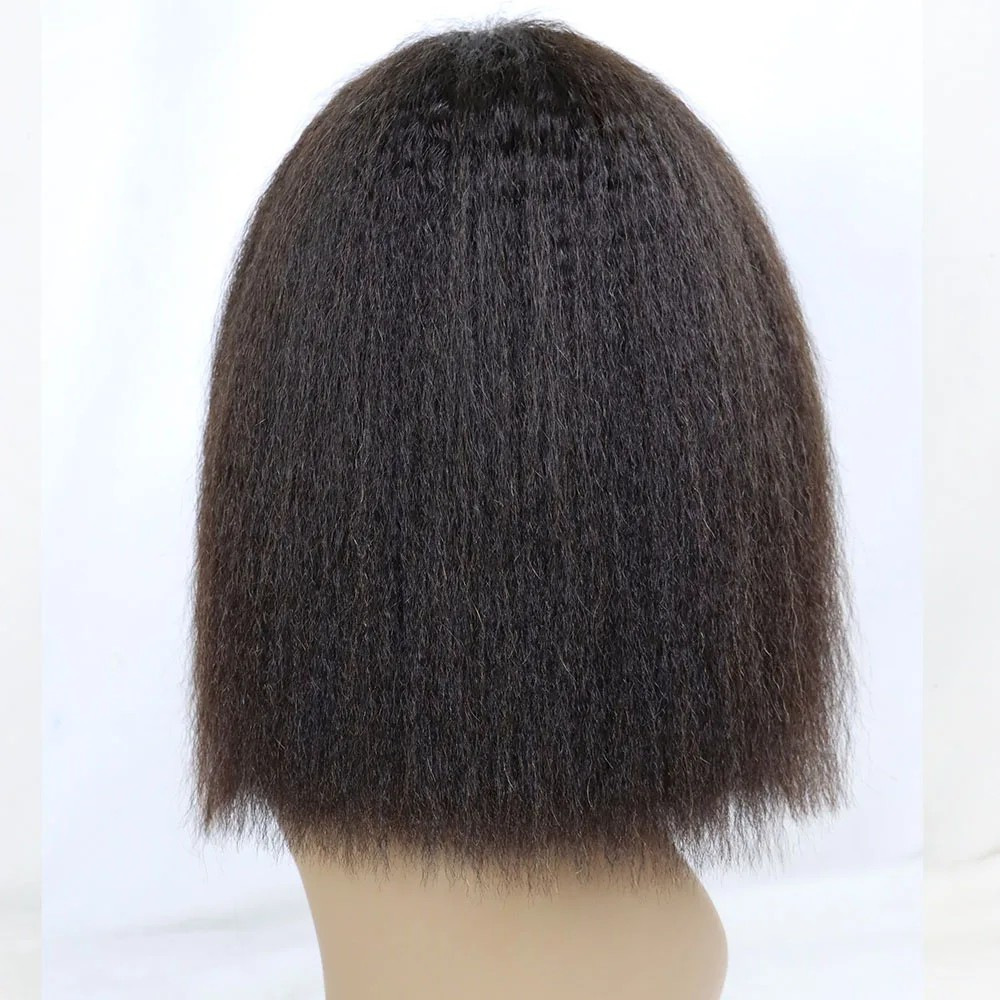 ViBESHiFT 8-16 Inch T-Part Lace Front Wig Kinky Straight Bob 100% Human Hair for Women Natural Look Party Daily Work
