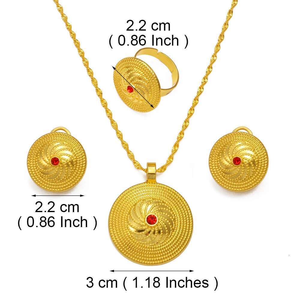 Anniyo Ethiopian Culture Pendant Necklace Earrings Ring Women Sier/Gold Color Eritrea African Engaged Jewelry #161316