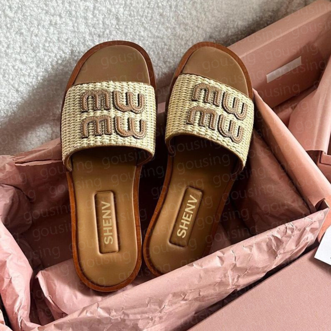 Designer Sandals Summer Beach sandal Patch Raffia Straw Crochet Matelasse Nappa Leather Slides Luxury Women Slippers Outfit Leather Flat Shoes Sandalias