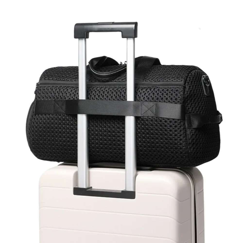 Ladies' Fashionable Casual Nylon Mesh Travel Tote Bag With Large Capacity Shoe Compartment, Fiess And Sports Handbag