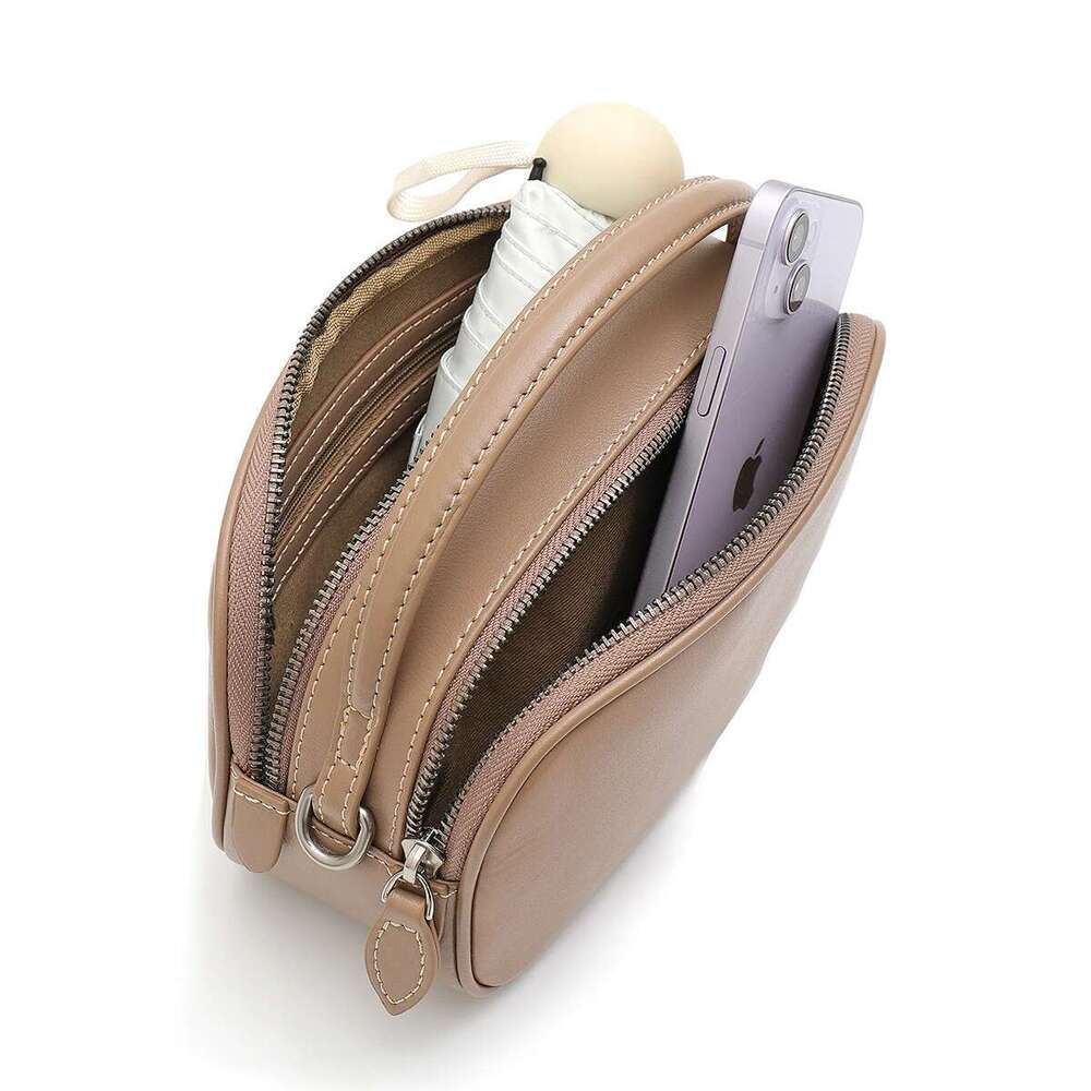 Women's Plain Solid Color Minimalist Vegetable Tanned Leather Top-Handle Cross Body Bag Real Cowhide Small Fashion Chic Daily