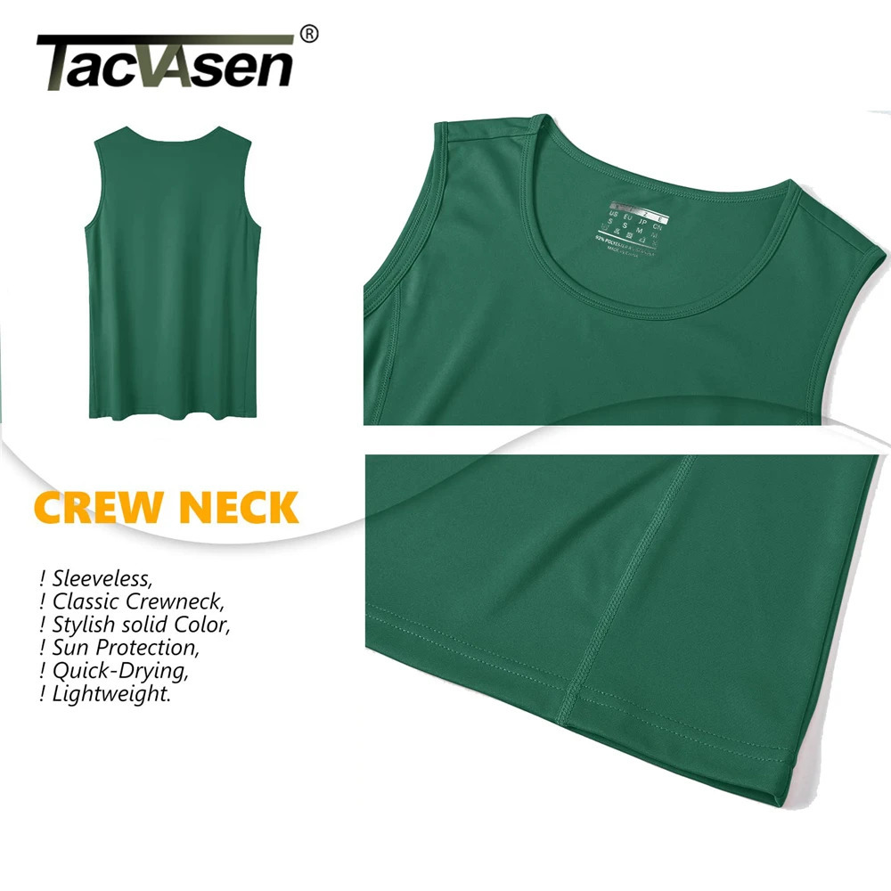 TACVASEN Summer Quick Dry Training Tank Tops Womens Crew Neck Vest Sleeveless Tshirts Breathable Running Workout Tee 250515