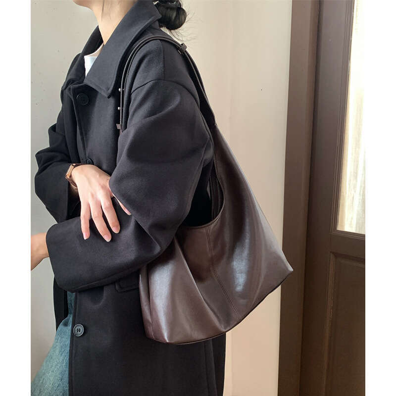 Tote Bag Soft Sheepskin Tote For Women New High End Style Hobo Leather Shoulder Bag Large Capacity Armpit Bag KQ