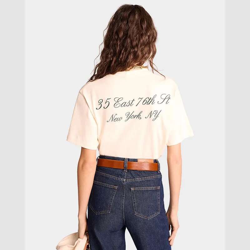Summer New North American Niche Letter Printed Wine Red Cotton Round Neck Women's Short Sleeved Sports T-Shirt