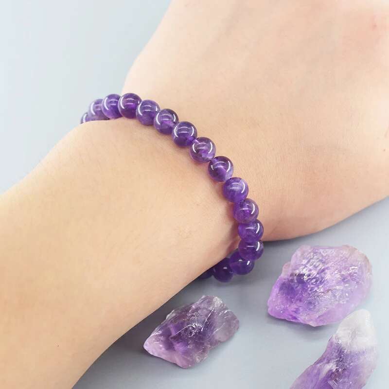Amethust Made Of Real Stone Beads Body-Purifying Geniune Amethyst Natural Crystal Bracelet For Women Pulsera