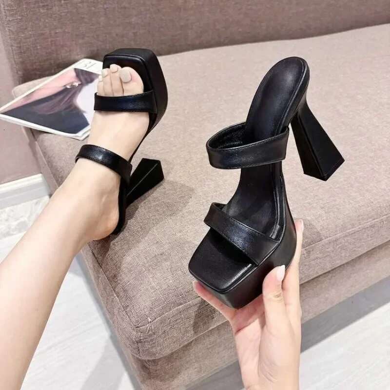 New Summer Platform High Heel Women Slippers Fashion Open Toe Ladies Outdoor Night Club Dress Stripper Shoes