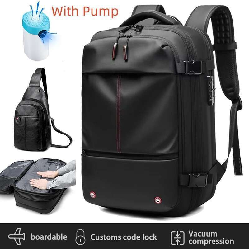 3Pcs Travel Vacuum Compression 17 Inch Laptop Business Large Capacity Expanded Backpack With Anti-Theft Lock