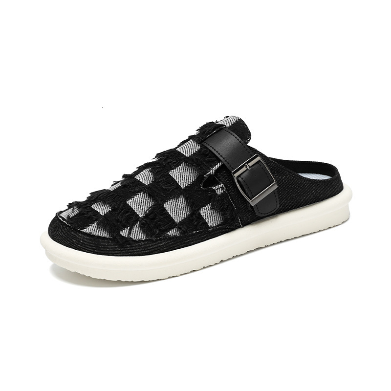 Spring New Baotou Casual Shoes Half Tote Men S One Step Stepping Boken Denim Fashion Casual Shoes Comfortable Slippers Ddmysaturn