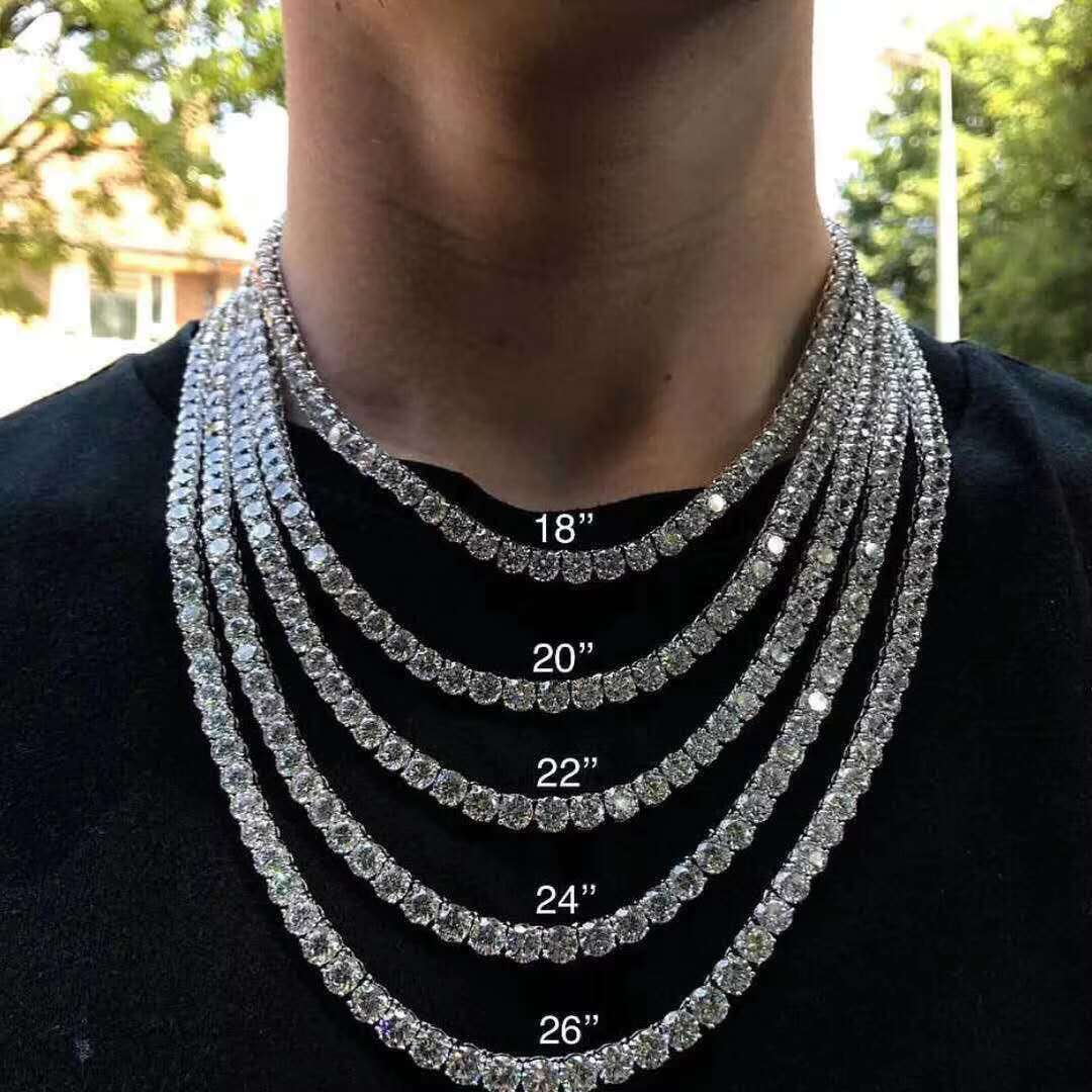 Wholesale Fine Jewelry Lced Out Spring Buckle Tennis Chain S925 Silver Moissanite Necklace Hip Hop Mens Bracelet Necklace