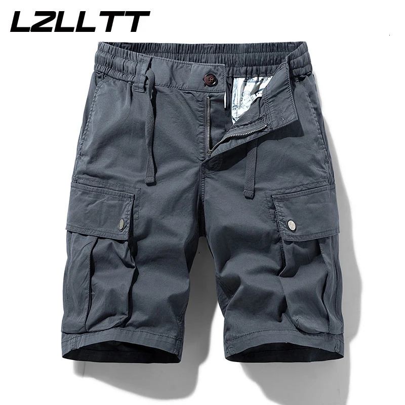 Summer Men Cargo Cotton Shorts Mens Multi Pocket Casual Spring Jogger Pants Fashion Beach Drop LZLLTT 250515