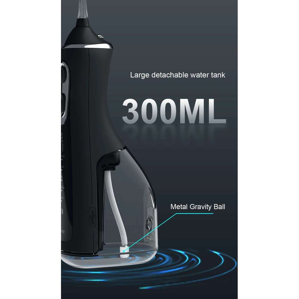 Oral Irrigator 40-140PSI Tooth Scaler 5 Speed Flosser Rechargeable Dental Water Jet 300ML IPX6 Waterproof Teeth Cleaner