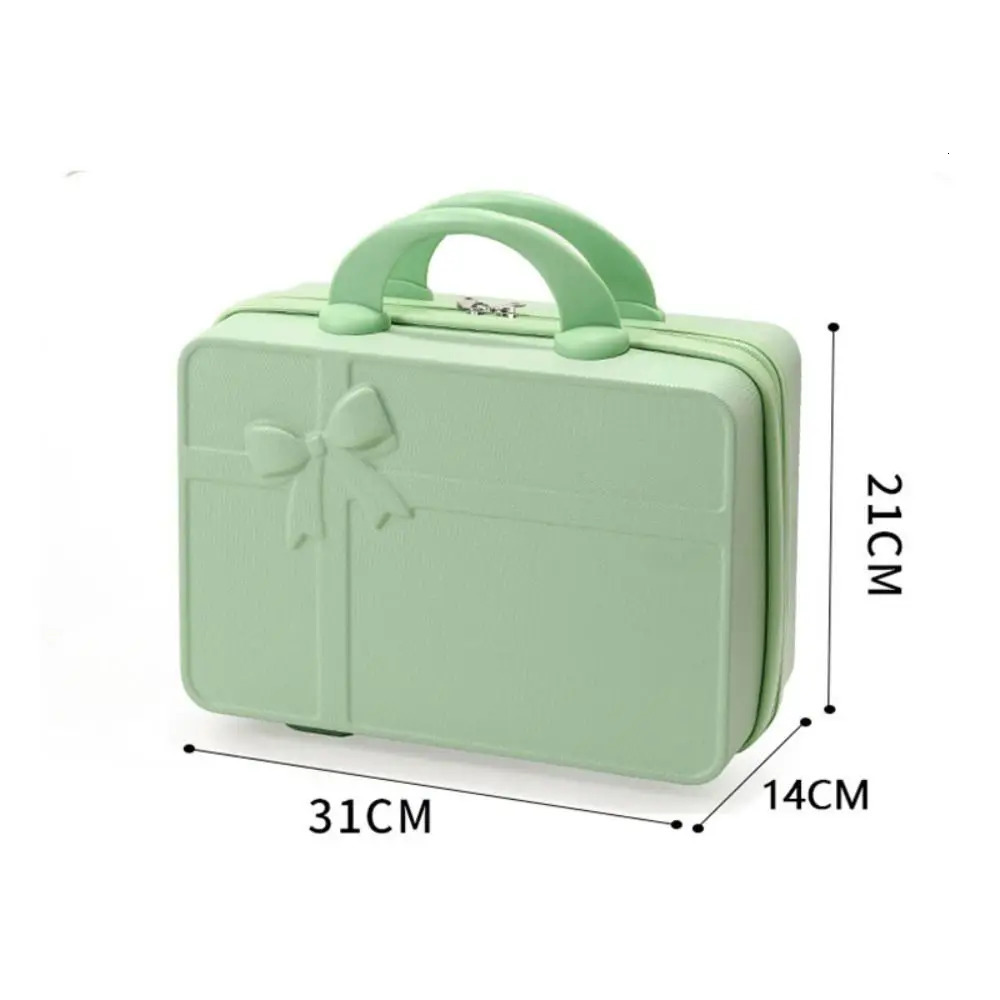 Durable 14 inch Mini Travel Suitcase ABS Large Capacity Cosmetic Box Bow Zipper Boarding Case 250514