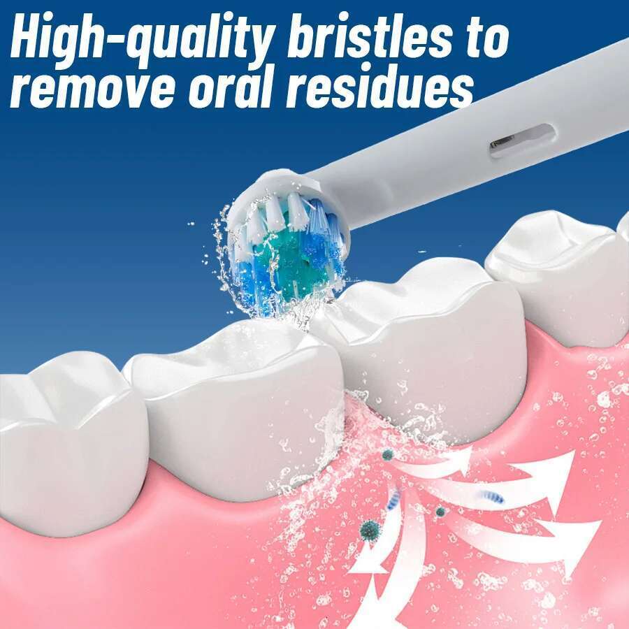 Round head rotating visual electric toothbrush display automatic rechargeable adult couple men and women gif