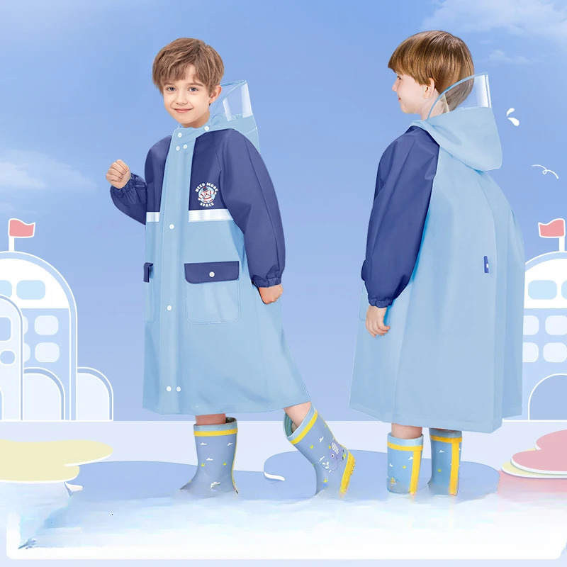 Childrens Raincoat - School Style Waterproof Rain Poncho with Backpack Slot for Toddlers and Big Kids Rain Coat Rain Poncho 250515