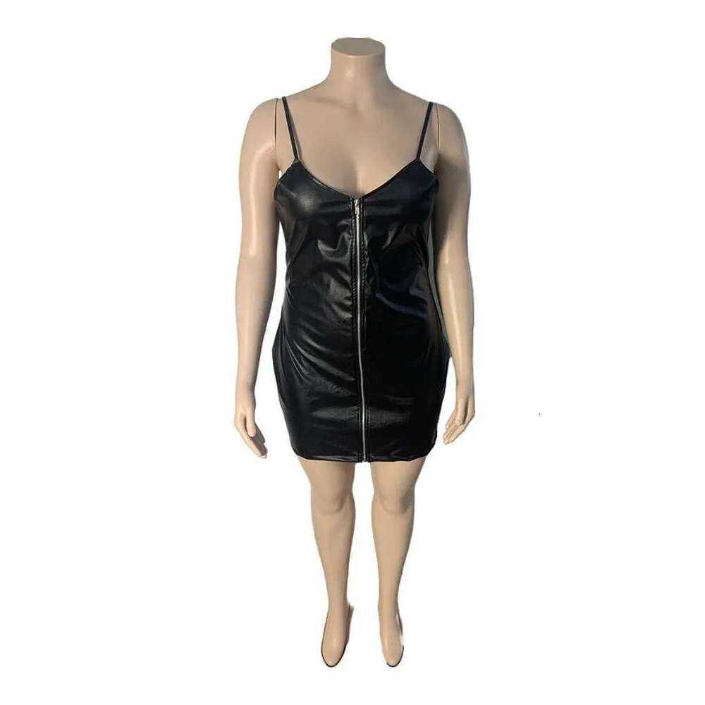 Size Dresses 5Xl Woman Clothing Plus Leather Bodycon Pu Clubwear Sling Sexy Short Dress Wholesale Bulk Dropshipping