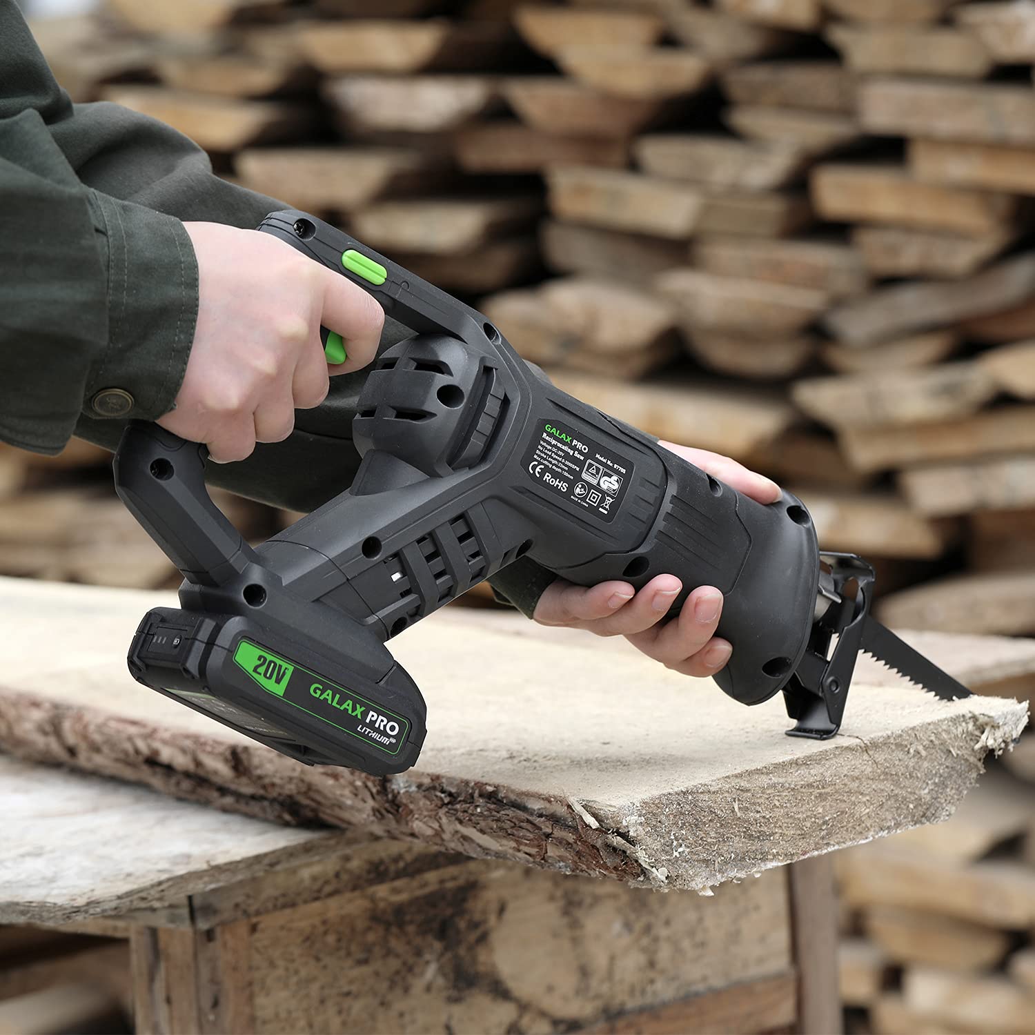 GALAX PRO 20V System Battery Reciprocating Saws with Battery and Charger Stroke Length 22 mm Battery Saw for Cutting Wood Plastic