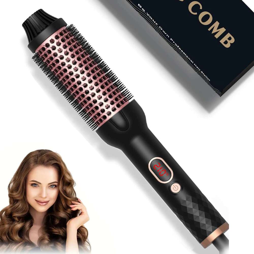 3IN1 Curling Iron Double PTC Heated Hair Straightening Comb 32/38mm Thermal Volumizing Hot Brush Ceramic Ionic Curler